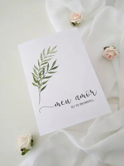 Par de Cadernos de Votos para Casamento Folhas Minimalista
