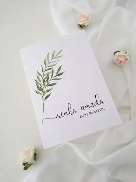 Par de Cadernos de Votos para Casamento Folhas Minimalista