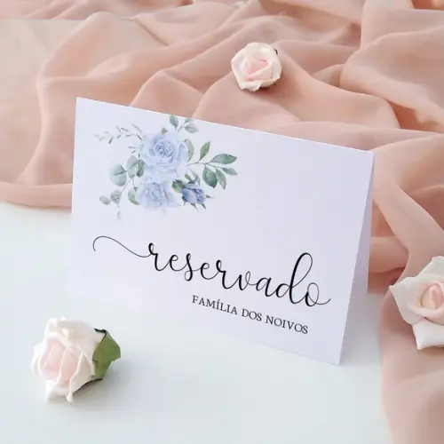 Placas Reservado Casamento Azul Serenity | Coleção Brisa