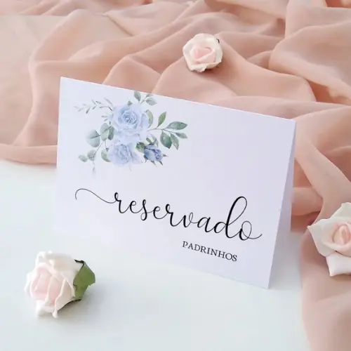Placas Reservado Casamento Azul Serenity | Coleção Brisa