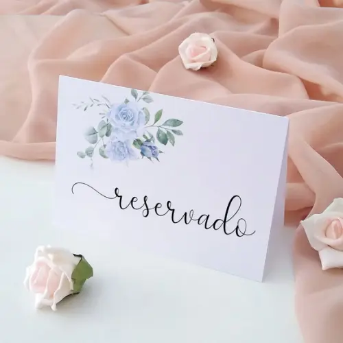 Placas Reservado Casamento Azul Serenity | Coleção Brisa
