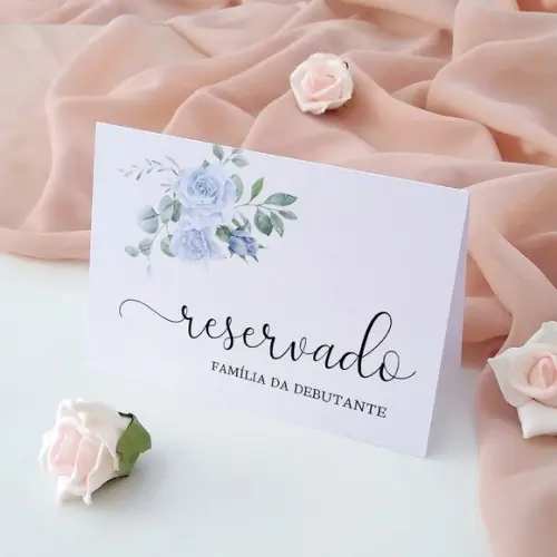 Placas Reservado Casamento Azul Serenity | Coleção Brisa