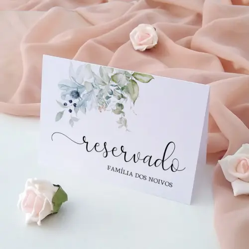 Placas Reservado Casamento Reserva de Mesa Azul Boho Chic