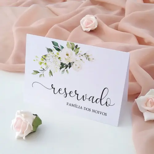 Placas Reservado Casamento Reserva de Mesa Branco Verde
