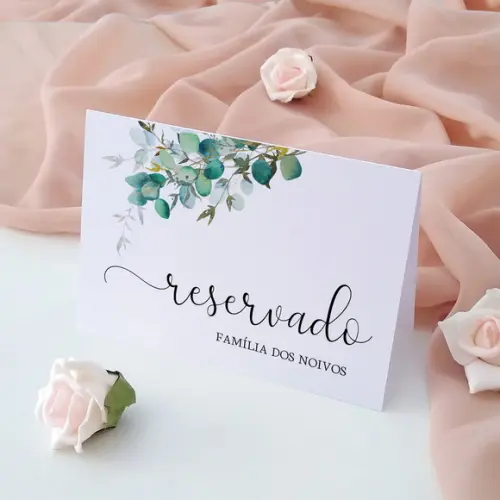 Placas Reservado Casamento Reserva de Mesa Folhas
