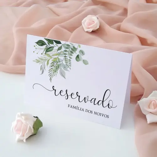 Placas Reservado Mesa Casamento | Greenery | Coleção Verano