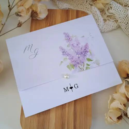 Promoção - Convite de Casamento Barato com Floral Lavanda