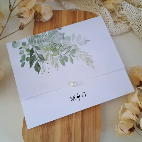 Promoção - Convite de Casamento Barato com Folhas Folhagem