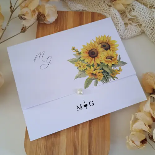 Promoção - Convite de Casamento Barato Girassol Amarelo
