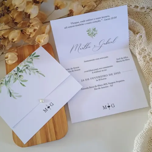Promoção - Convite de Casamento Barato Verde Oliva