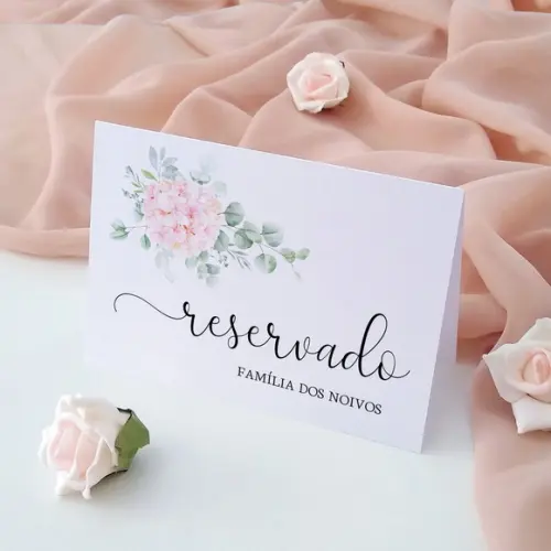 Reserva de Mesa Casamento | Floral Rosa | Coleção Pétala