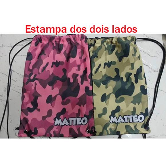 Mochila mochilinha sacochila sacolinha Camuflada (tecido Tactel) 