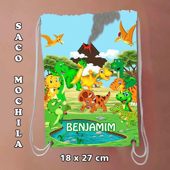 Mochila mochilinha sacolinha sacochila Dinossauro 18x27cm