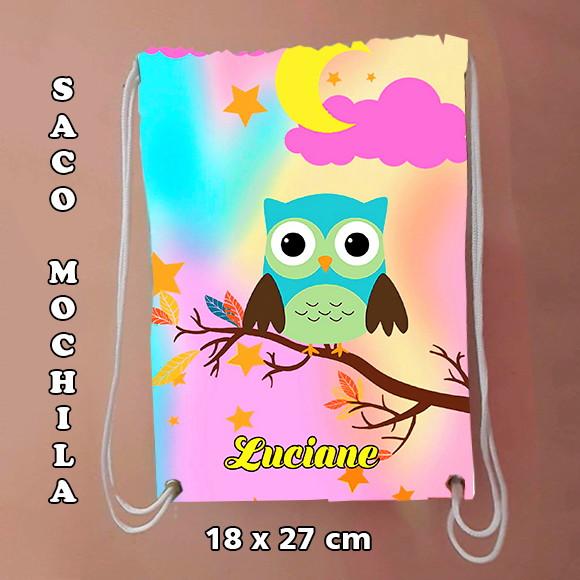 Mochila mochilinha sacochila sacolinha  Corujinha 18x27cm