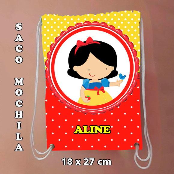 Mochilinha sacolinha sacochila mochila Branca de Neve 18x27cm