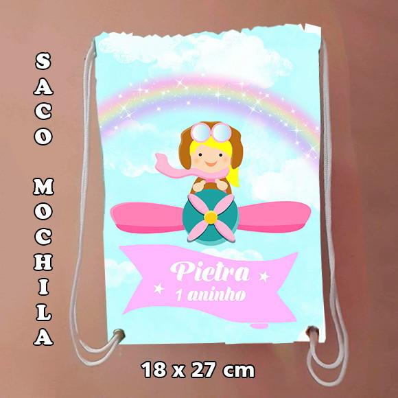 Mochilinha mochila sacolinha sacochila Aviadora 18x27cm