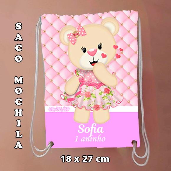 Mochilinha sacolinha mochila sacochila Ursinha 18x27cm