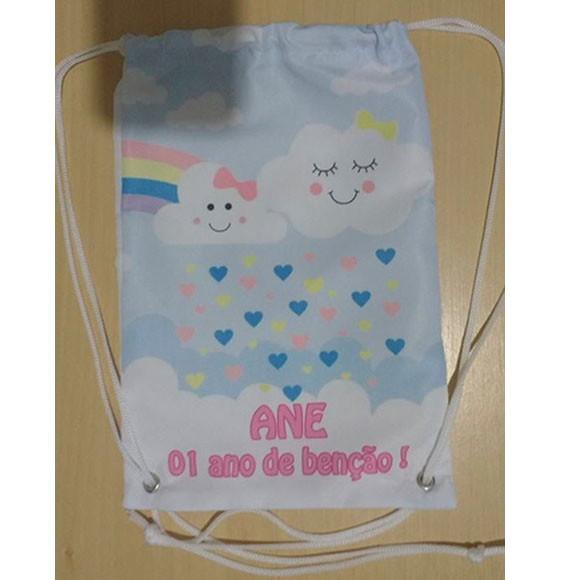 Mochilinha sacolinha mochila sacochila Nuvem de Benção 18x27cm