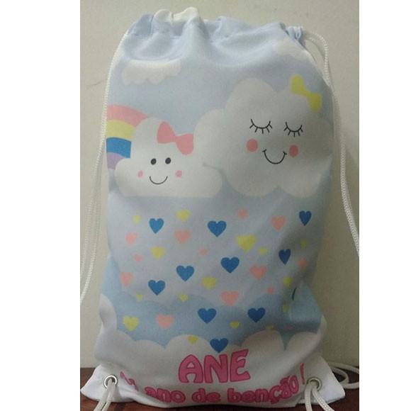 Mochilinha sacolinha mochila sacochila Nuvem de Benção 18x27cm