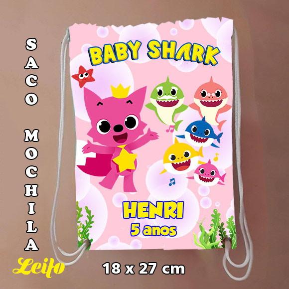 Mochilinha mochila sacolinha sacochila Baby Shark 18x27cm
