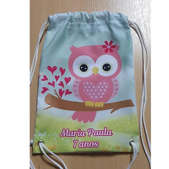 Mochilinha sacolinha sacochila mochila Corujinha 18x27cm