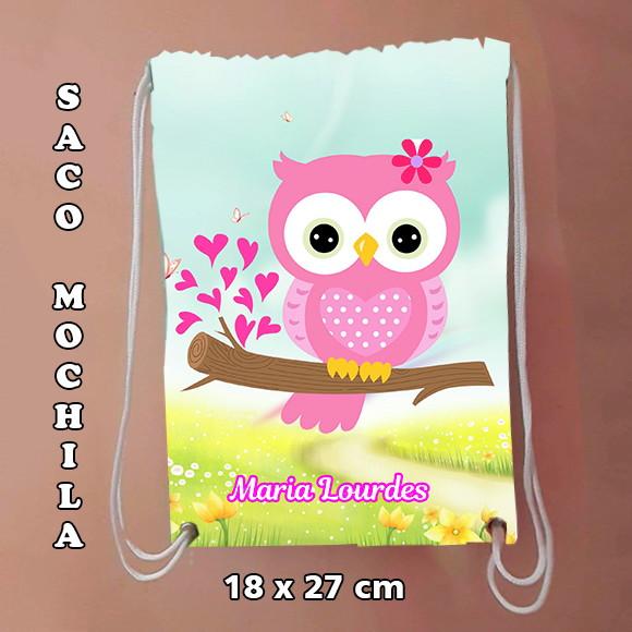 Mochilinha sacolinha sacochila mochila Corujinha 18x27cm