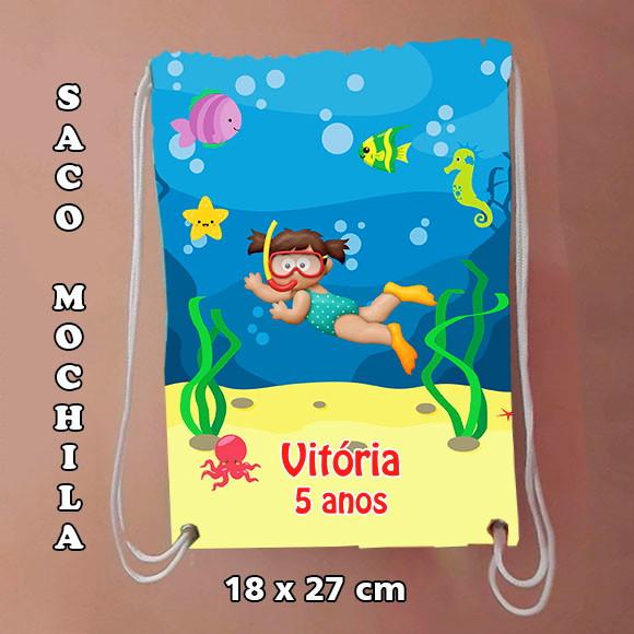 Mochilinha sacochila sacolinha mochila Fundo do Mar