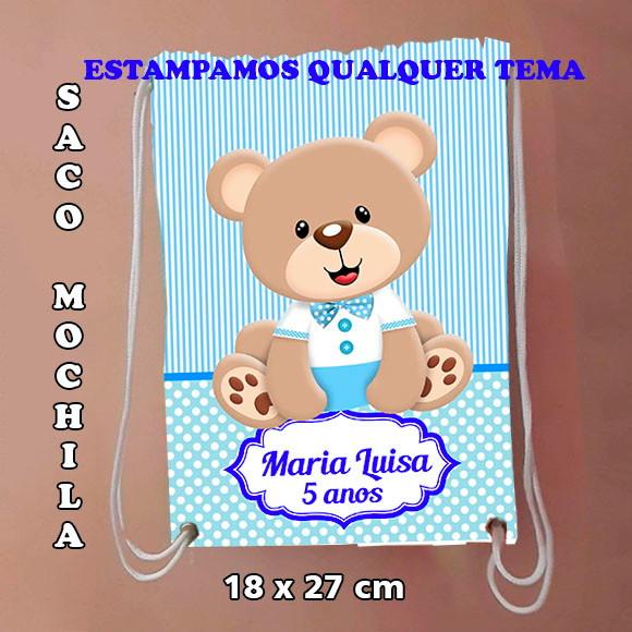 Mochilinha mochila sacochila sacolinha Urso 18x27cm