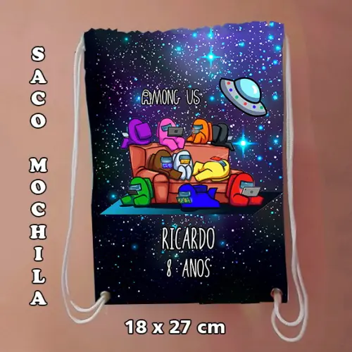 Mochila mochilinha sacolinha sacochila Saco Among Us 18x27cm