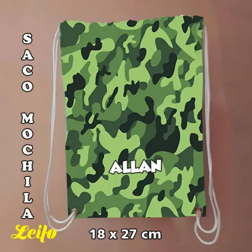 Mochila mochilinha sacochila sacolinha Camuflada (tecido Tactel) 