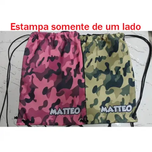 Mochila mochilinha sacochila sacolinha Camuflada (tecido Tactel) 