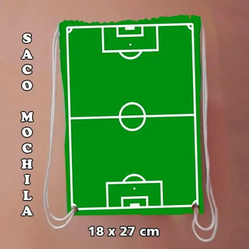 Mochila mochilinha sacolinha sacochila Campo de Futebol 18x27cm