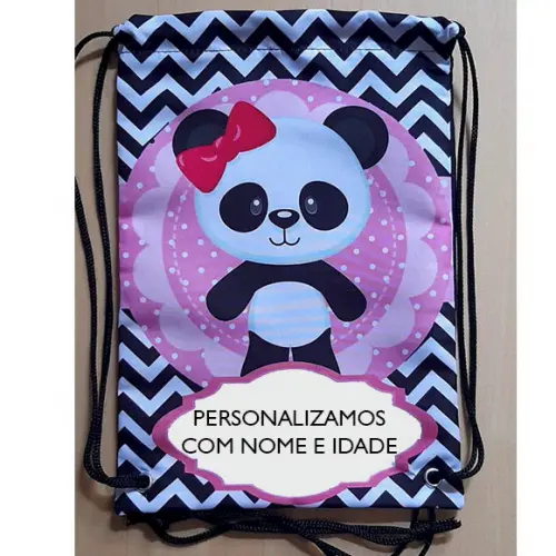 Mochila mochilinha sacolinha sacochila Panda 18x27cm