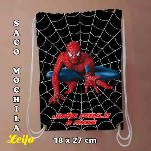 Mochila mochilinha sacochila sacolinha Homem Aranha 18x27cm