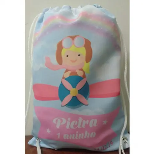 Mochilinha mochila sacolinha sacochila Aviadora 18x27cm