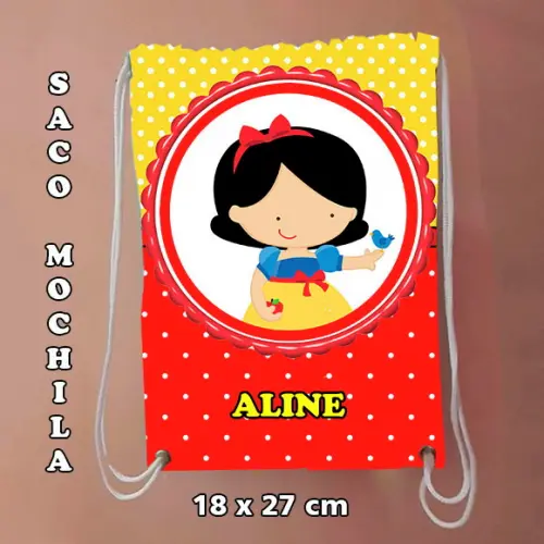 Mochilinha sacolinha sacochila mochila Branca de Neve 18x27cm