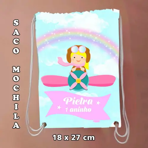 Mochilinha mochila sacolinha sacochila Aviadora 18x27cm