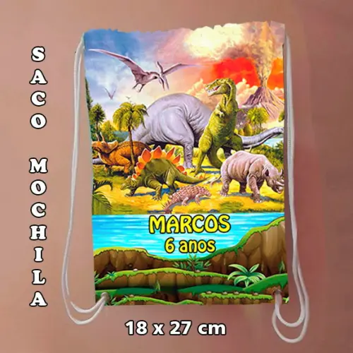 Mochilinha mochila sacochila sacolinha Dinossauro 18x27cm