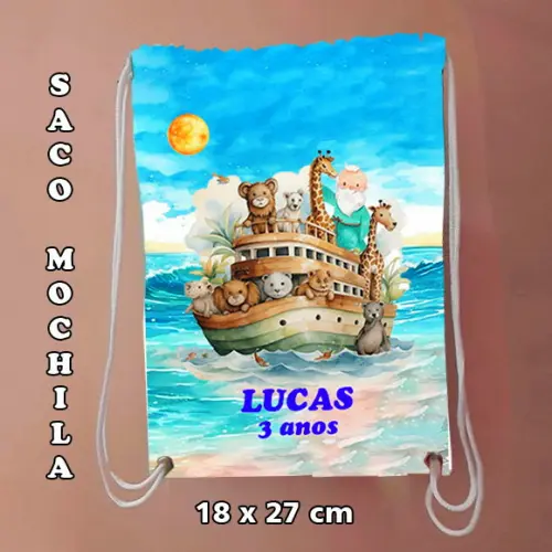 Mochilinha Mochila sacochila sacolinha Arca de Noé 18x27cm