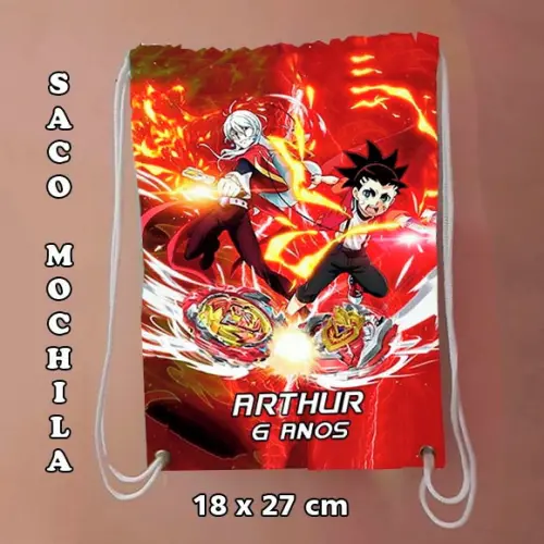 Mochilinha mochila sacolinha sacochila Beyblade 18x27cm
