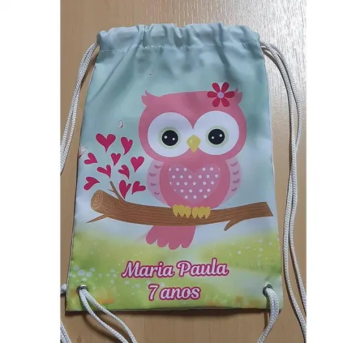 Mochilinha sacolinha sacochila mochila Corujinha 18x27cm