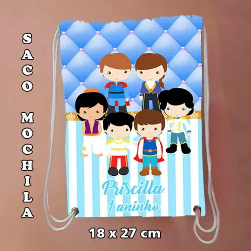 Mochilinha mochila sacochila sacolinha  Príncipes 18x27cm
