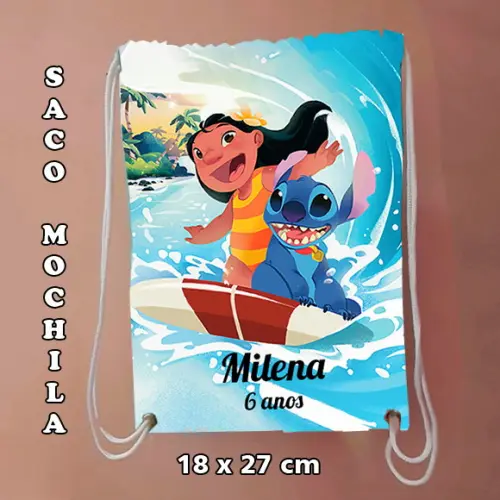 Mochilinha mochila sacochila sacolinha Lilo & Stitch 18x27cm