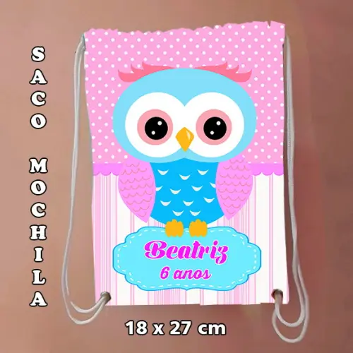 Mochilinha mochila sacochila sacolinha Corujinha 18x27cm