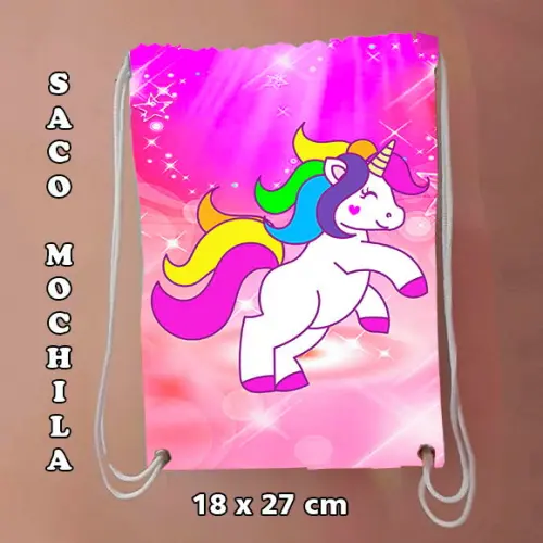 Mochilinha mochila sacochila sacolinha Unicórnio 18x27cm