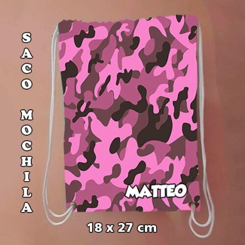 Mochilinha mochila sacochila sacolinha Camuflada (tecido Tactel) 18x27cm