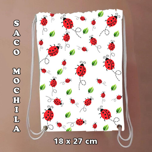 Sacolinha Mochilinha Sacochila Mochila saco personalizada Joaninha