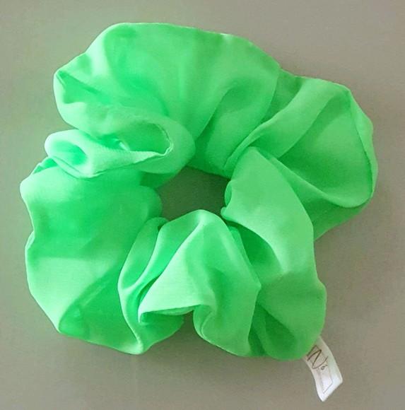 3 Scrunchie Laço - Seda Neon - Tela de Malha - Veludo