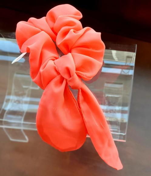 3 Scrunchie com Laço - Seda Neon