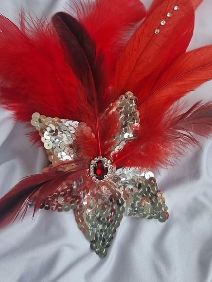 Adereço de Carnaval - Flor de Paetê Plumas